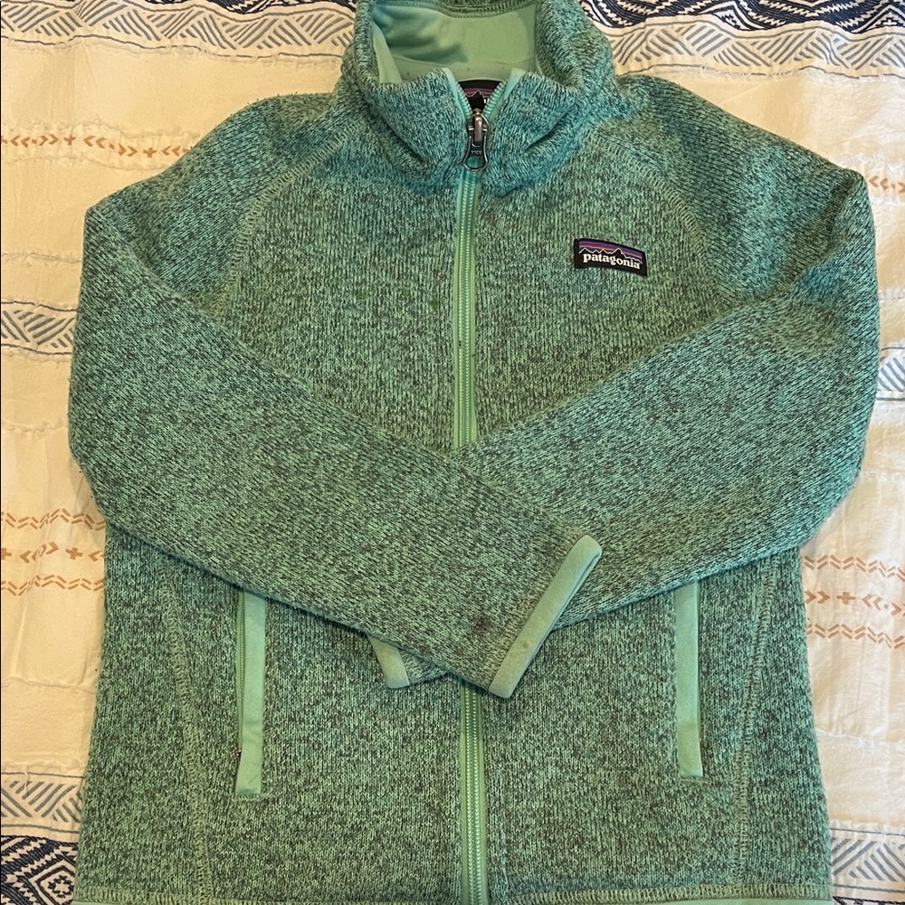 Patagonia Teal Heathered Zip-Up Jacket